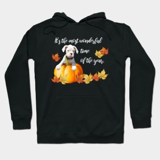 Fall Leaves, Halloween White Boxer Puppy Hoodie